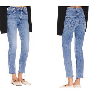 Mother Jeans The Tomcat Ankle Fray On The Road Blue Rough Hem Size 25